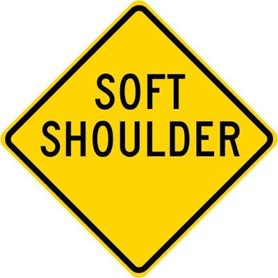 TNND Soft Shoulder Road Warning Street Sign Plaques and Signs Outdoor Aluminum Metal Sign 12X12 Inches