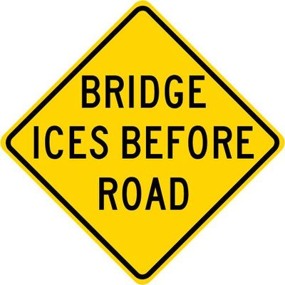 TNND Bridge ICES Before Road Warning Sign Plaques and Signs Outdoor Aluminum Metal Sign 12X12 Inches