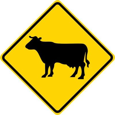 TNND Cow Cattle Crossing Symbol Road Street Warning Sign Plaques and Signs Outdoor Aluminum Metal Sign 12X12 Inches