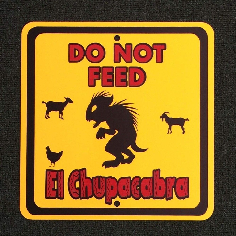 TNND Do Not Feed El Chupacabra Metal Sign. Bigfoot Cryptid Plaques and Signs Outdoor Aluminum Metal Sign 12X12 Inches