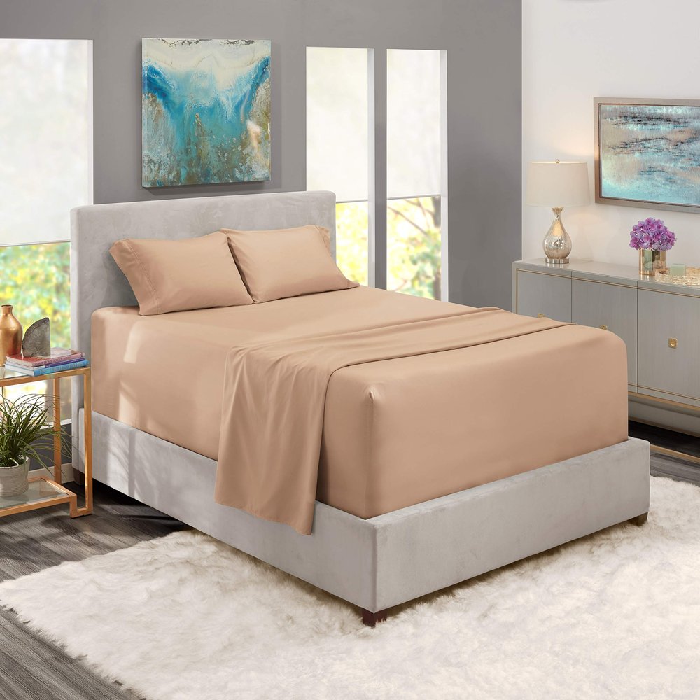 Cal King Size Sheet Set - 4 Piece Set - Hotel Luxury Bed Sheets - Soft 100% Cotton 800 Thread Count - 18" Deep Pockets - Breathable & Cooling Wrinkle Free - Taupe Bed Sheets - Cal King Sheets - 4 PC