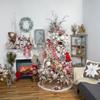 25.5" Wood Framed Blue and Red Merry Christmas Wall Decor with Red Cardinal view 3
