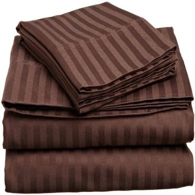 RBS BEDDING'S 700 Thread Count 100% Egyptian Cotton 4-Piece Sheet Set Fits Mattress Upto 7-9' Inches' Deep Pocket Twin XL (39" X 80") Chocolate Stripe