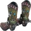 Texas Mini Boot Pen/Pencil Holder, Vase With Texas Attractions And Major Cities Printed Rustic Boot With Horseshoes Star Printed 2 Pc Pack view 1