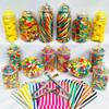 14 Plastic Sweet Jars, 7 Styles, 2 Tongs and 50 Bags. Ideal for Party, Wedding, Sweet Table, Candy Buffet (Aqua Candy Stripe Bags) view 2
