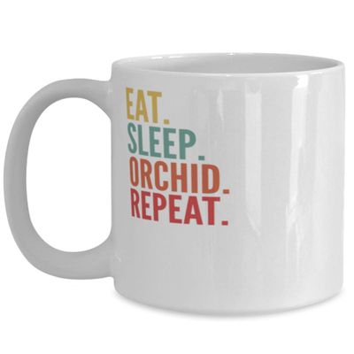 Orchid Crypto, Eat Sleep Orchid Repeat Mug 15oz, white