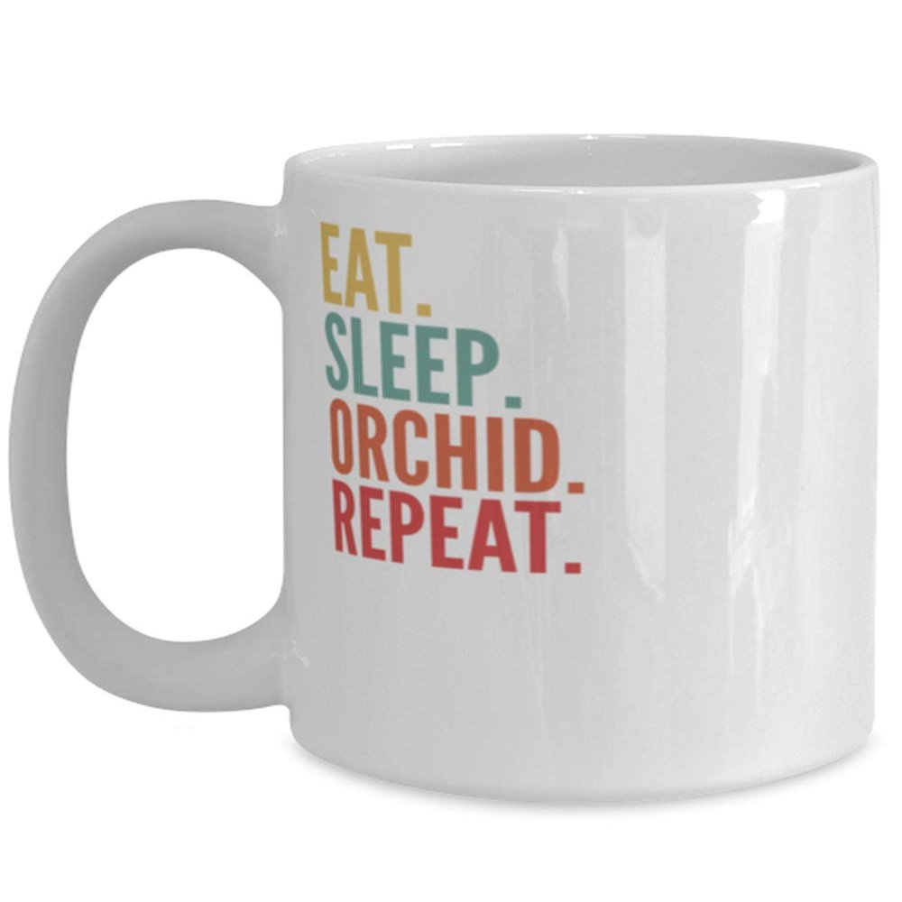 Orchid Crypto, Eat Sleep Orchid Repeat Mug 15oz, white