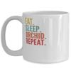 Orchid Crypto, Eat Sleep Orchid Repeat Mug 15oz, white view 1