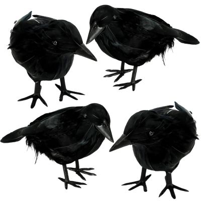 4 Pack Halloween Black Crows, Halloween Ravens Decor, Halloween Decoration Fake Bird, Halloween Ravens Dcor Props