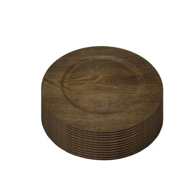 UKN 12 Piece 13 Inch Wooden Skin Chargers Brown Round