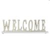 UKN Rectangular Silver Welcome Sign On Light Marble Base 21" X 6" 21 X 2 6 Traditional view 1