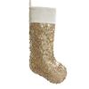 Gireshome Set of 2PCS Gold Sequin Blingbling Glitter with White Velvet Cuff Christmas Stocking Xmas Tree Decor Festival Party Ornament 10"x18" view 2