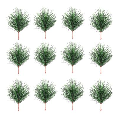 BESTOYARD 24Pcs Christmas Pine Needles Artificial Pine Branches Twigs Stems Picks Green Plants Needles for DIY Garland Wreath Christmas Embellishing Decoration 7X5CM