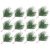 BESTOYARD 24Pcs Christmas Pine Needles Artificial Pine Branches Twigs Stems Picks Green Plants Needles for DIY Garland Wreath Christmas Embellishing Decoration 7X5CM view 3
