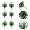 BESTOYARD 24Pcs Christmas Pine Needles Artificial Pine Branches Twigs Stems Picks Green Plants Needles for DIY Garland Wreath Christmas Embellishing Decoration 7X5CM view 4