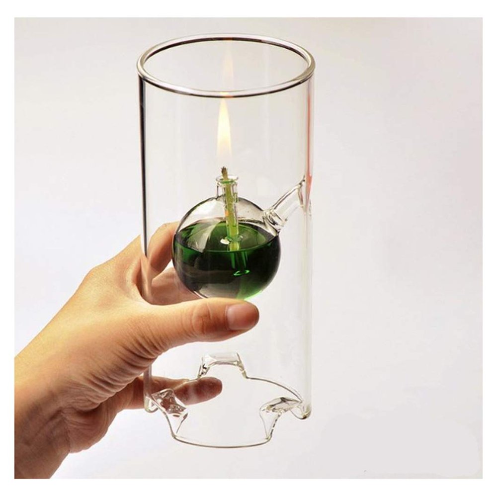 Borosilicate Includes Suspended Hurricane Candle Holder Come with Wick and Oil Tube Sleeve Lamp 7"
