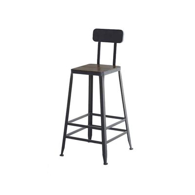 Bar Stools, Retro Style Dining Bar Chairs Ergonomics Comfortable Metal Durable Breakfast Stools for Kitchen Counter Bar (Color : Wooden seat-b, Size : Height 75cm)