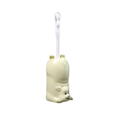 Creative Piggy Toilet Brush Bathroom Soft Bristled Toilet Brush Set Detachable Ceramic Long Handle Toilet Bowl Brush (Color : Yellow)