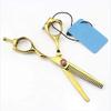 5 inches Tooth Scissors, Professional Barber Hair Cutting Scissors and Texturizing/Thinning Shears - Perfect for Hair Stylist or Family Use,Golden view 4