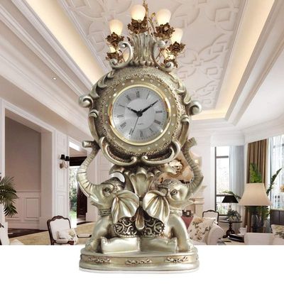 CLOCKZHJI Table Clock Mantle Clock,Mute,Desk Decoration Clock Living Room Mantel Clock Office Plastic