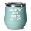 Antelope Wine Glass Namastay Home With My Today Funny Gift Idea Pet Lover Zen Insulated Tumbler With Lid 12 Oz Teal view 1