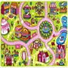Champion Rugs Girls Road Map Train Tracks Cars Educational Fun Non-Slip Pink Play Mat Area Rug Carpet for Kids and Children Bedrooms and Playroom (8 Feet X 10 Feet) view 1