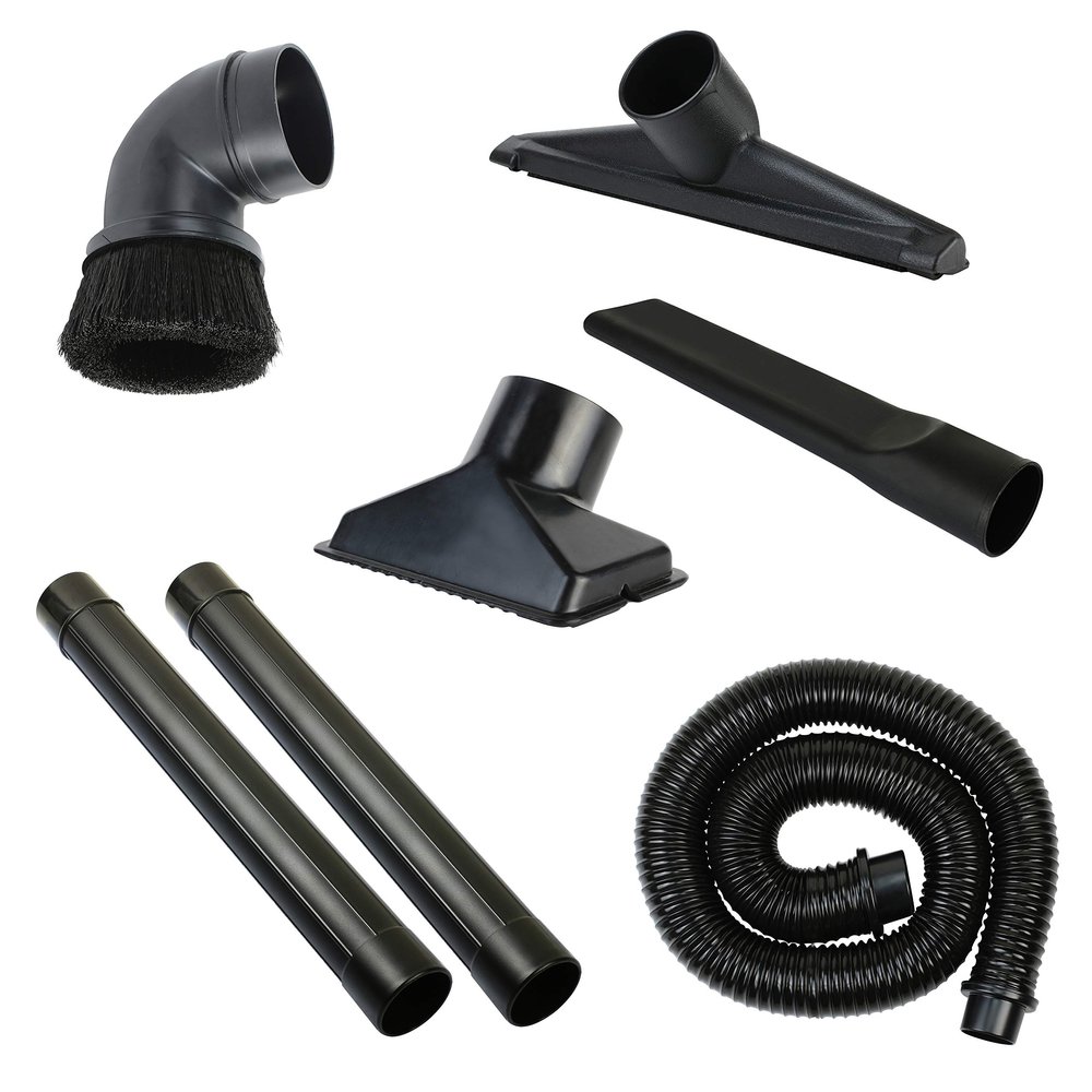 ALL PARTS ETC. Shop Vac Accessories 2 1/2 inch Attachments (2.5 Wet Dry Vac Accessories - Extension Wands, Floor Brush, Dust Brush, Crevice Tool, Utility Nozzle, and Hose Kit (7-Pack Attachments)