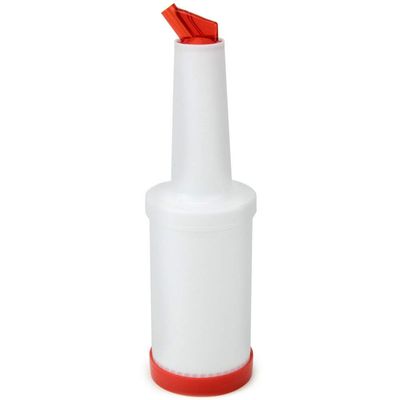AME D'ESSENCE (6-PC-1Qt) Red Store N Pour Spout Bottle Containers Flow-N-Stow Fruit Juice & Liquor Bar Pour Bottles