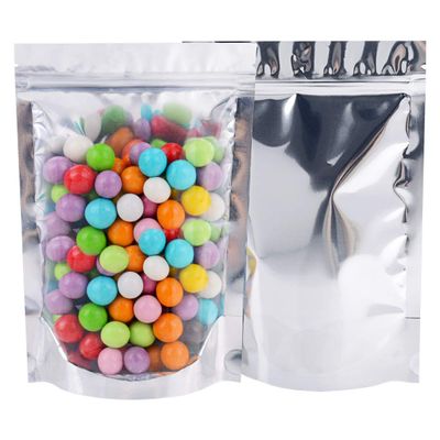 100PCS Resealable Mylar Bags for Food Storage, 7.9''x 11.8'' Smell Proof Ziplock Bags Freestanding, Aluminum Foil Packaging Pouches Bag for Cookies, Nuts, Tea, Candy - 5.5 Mil