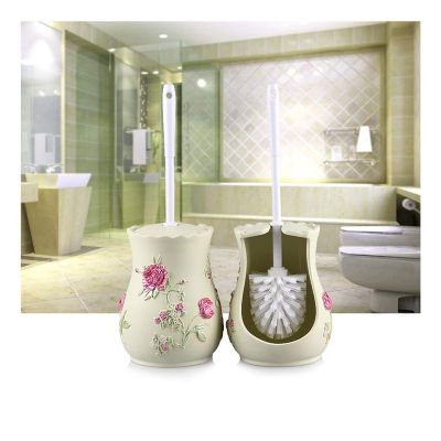 1Pcs Toilet Brush and Holder Set Nordic Bathroom WC Household Resin Floor Standing Cleaning Brush Bathroom Accessories Set (Color : Green, Size : A)