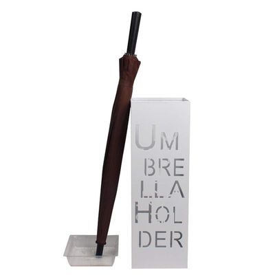 Umbrella Racks AYY Metal Umbrella Stand, Hollow Letter Umbrella Holder, Home Office Convenience Store Storage Bucket, Waterproof and Rust-Proof, White/Black, 18x18x55cm (Color : White)