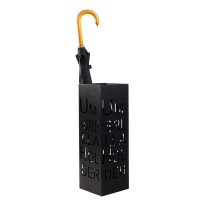 Umbrella Racks AYY Metal Umbrella Stand, Hollow Letter Umbrella Holder, Home Office Convenience Store Storage Bucket, Waterproof and Rust-Proof, White/Black, 18x18x55cm (Color : Black)