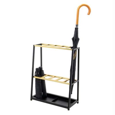 Umbrella Racks WXYZ Umbrella Stand with Black Gold Frame, Waterproof and Rustproof Hotel Office Business Large Capacity Umbrella Storage Rack, Detachable 41.5x12x52cm