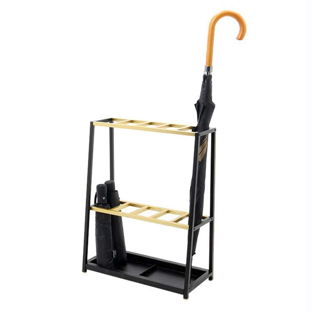 Umbrella Racks WXYZ Umbrella Stand with Black Gold Frame, Waterproof and Rustproof Hotel Office Business Large Capacity Umbrella Storage Rack, Detachable 41.5x12x52cm