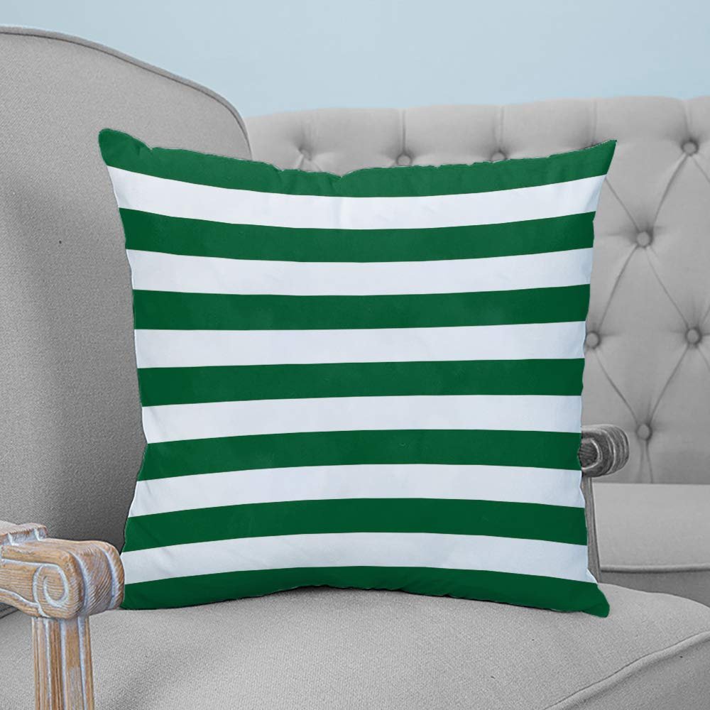 ARTSHOWING Couch Pillow Covers 26x26 inches Stripe Square Pillow Case for Sofa Outdoor Bed Washable Canvas Pillow Cover Cheristmas Green and White Home Decor for Party