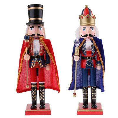 Backbayia 2 Pieces 15 Inch Wooden Nutcracker Soldier King Figure Ornament Christmas Decoration Kids Gift (# B)