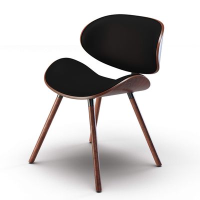 SIMPLIHOME Marana Dining Chairs - Upholstered Bentwood Back and Vegan Leather Kitchen Chair in Black, Mid-Century Modern Dining Room or Kitchen Seating with Contoured Seat and Beech Wood Base