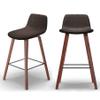 SIMPLIHOME Addy Mid Century Modern 26 Inch Counter Stool (Set of 2) in Distressed Brown Vegan Faux Leather, For the Dining Room and Kitchen view 1