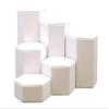 6 Piece Deluxe Hexagon Shaped White Leatherette Display Risers Set view 2