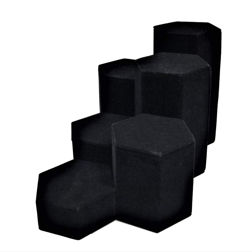 888 Display USA, Inc 6 Piece Deluxe Hexagon Shaped Black Velour Risers Set