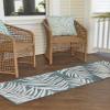 Unique Loom Outdoor Botanical Collection Area Rug - Palm (2' x 6' 1" Runner, Teal/ Ivory) view 2