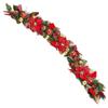 5 ft Christmas Garland for Mantle Unlit Garland for Stairs Railing, Banister, Staircase, Fireplace, for Table No Light, Garland Decor Frosted Red Poinsettia Holiday Tree (Decorated Red Poinsettia) view 1