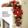 5 ft Christmas Garland for Mantle Unlit Garland for Stairs Railing, Banister, Staircase, Fireplace, for Table No Light, Garland Decor Frosted Red Poinsettia Holiday Tree (Decorated Red Poinsettia) view 2