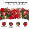 5 ft Christmas Garland for Mantle Unlit Garland for Stairs Railing, Banister, Staircase, Fireplace, for Table No Light, Garland Decor Frosted Red Poinsettia Holiday Tree (Decorated Red Poinsettia) view 4