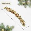 5 ft Christmas Garland for Mantle Unlit Garland for Stairs Railing, Banister, Staircase, Fireplace, for Table No Light, Garland Decor Frosted Red Poinsettia Holiday Tree (Glittery Champagne Gold) view 3