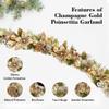 5 ft Christmas Garland for Mantle Unlit Garland for Stairs Railing, Banister, Staircase, Fireplace, for Table No Light, Garland Decor Frosted Red Poinsettia Holiday Tree (Glittery Champagne Gold) view 4