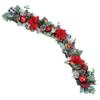 5 ft Christmas Garland for Mantle Unlit Garland for Stairs Railing, Banister, Staircase, Fireplace, for Table No Light, Garland Decor Frosted Red Poinsettia Holiday Tree (Glittery Red Poinsettia) view 1
