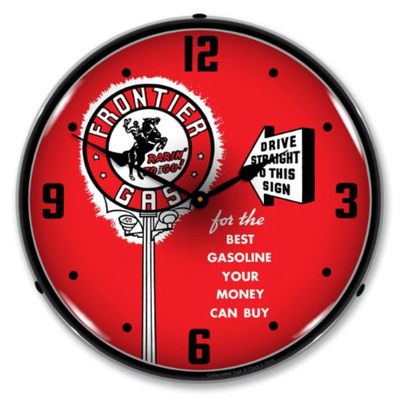 Frontier Gas LED Lighted Wall Clock