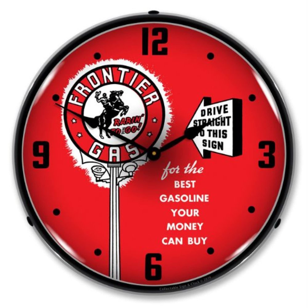 Frontier Gas LED Lighted Wall Clock