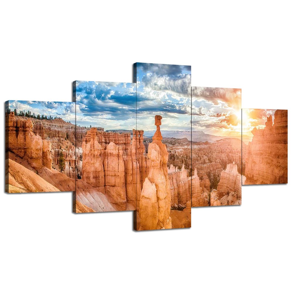 Bryce Canyon Wall Art Utah Landscape Wall Decor US Thor's Hammer Picture National Park Canvas Print Mountain Poster Painting Framed Home Living Room Decoration(60''Wx32''H)